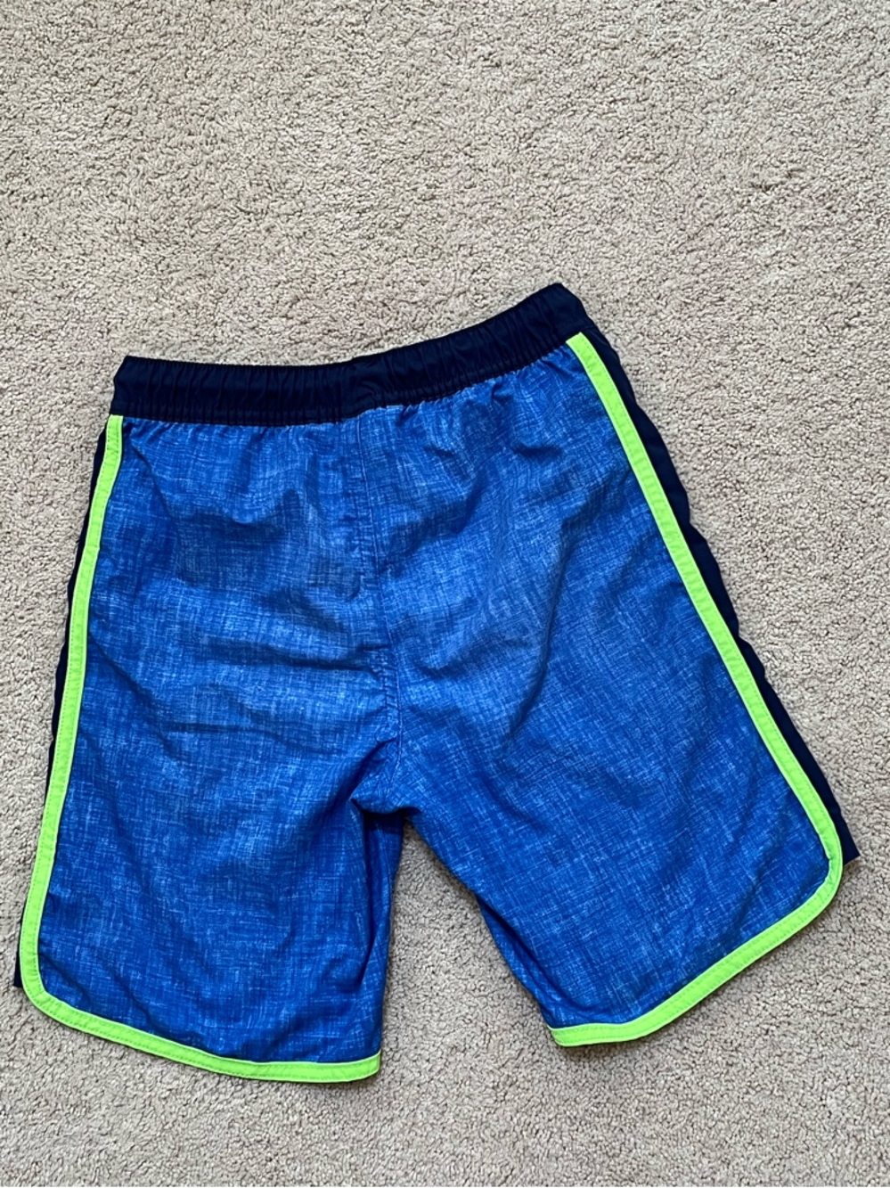Lands' End Navy Swim Trunks with Silver Mesh Lining